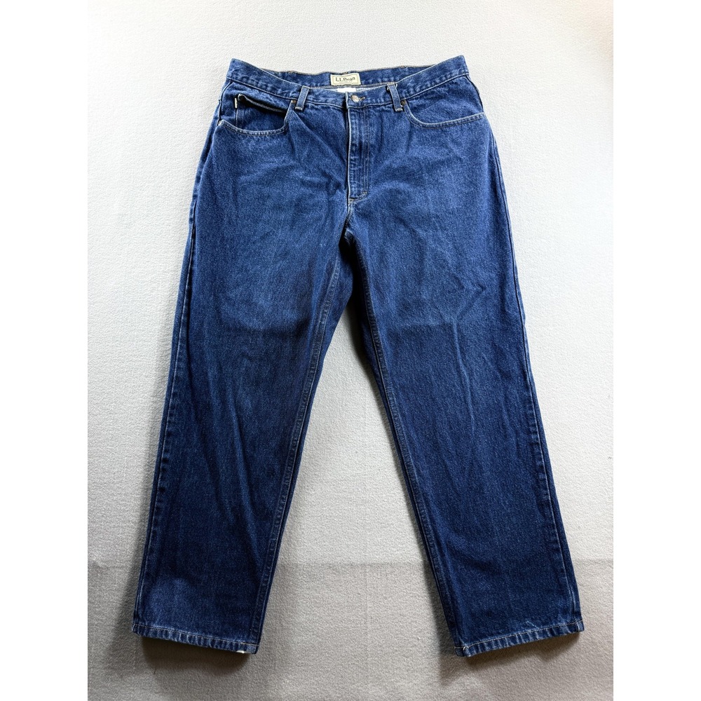L.L. Bean Jeans Mens 37x29 Blue Natural Fit Relaxed Straight Denim Casual Pants